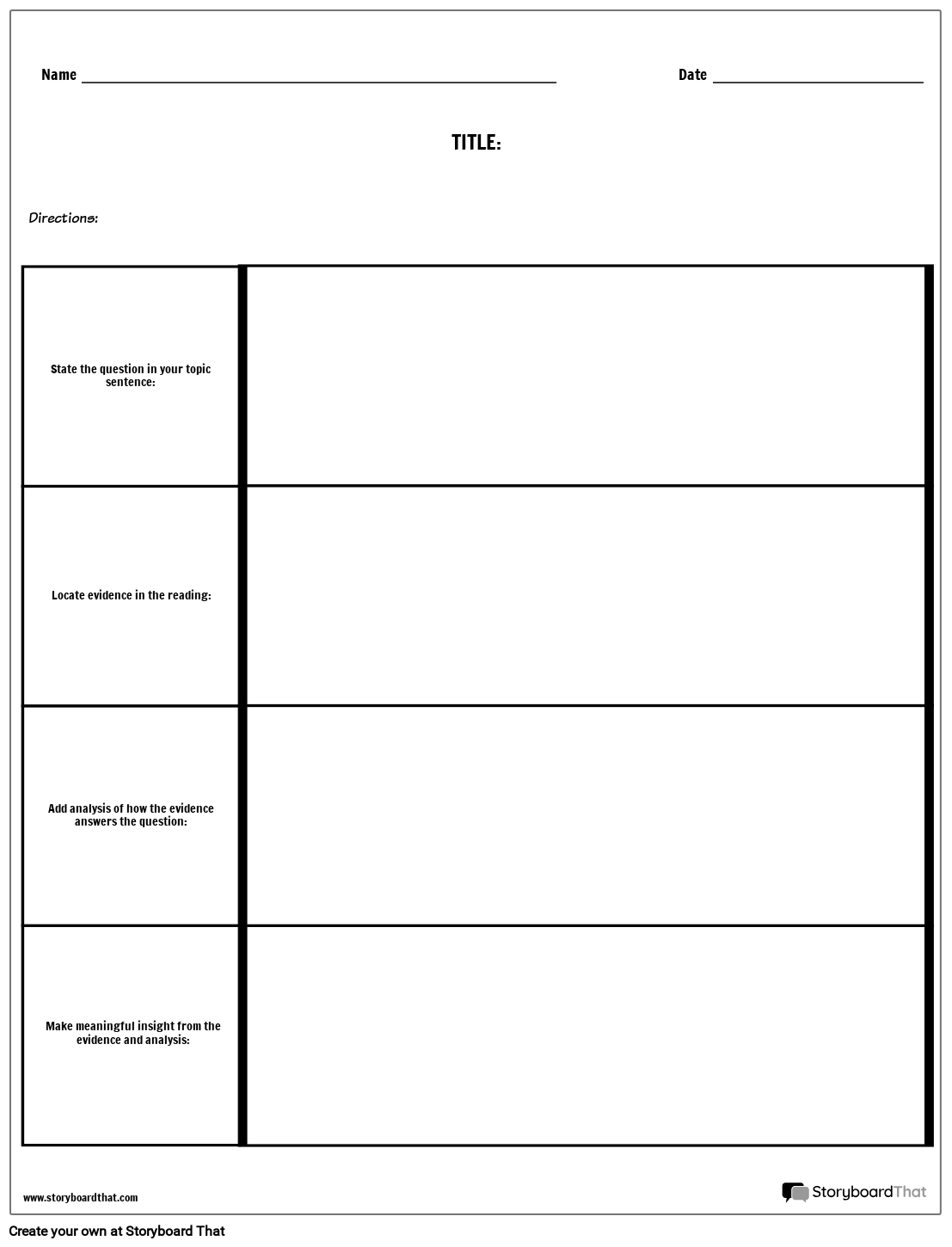 Open Response Rows Storyboard by worksheet-templates