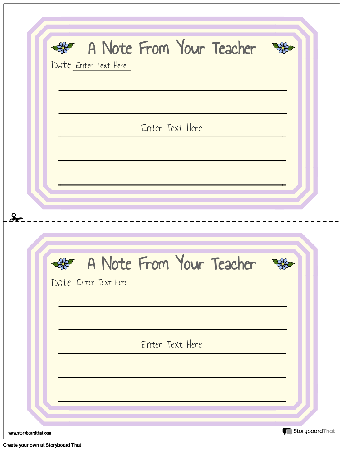 Purple Flowers Themed Parent Teacher Notes Template