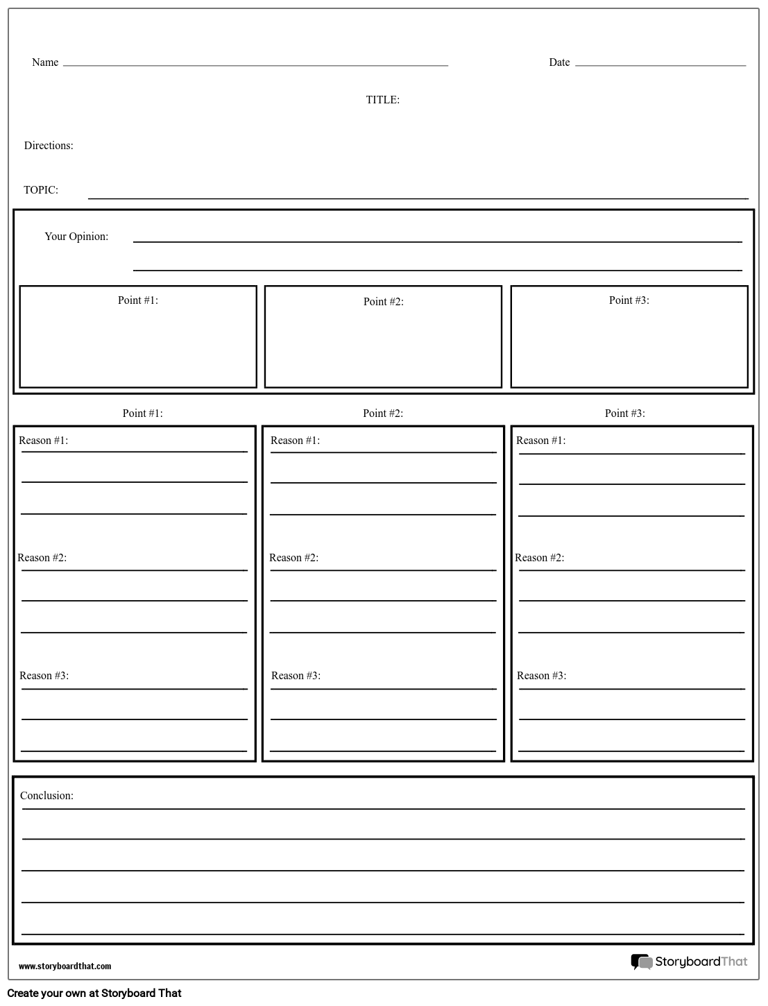 storywriting word template