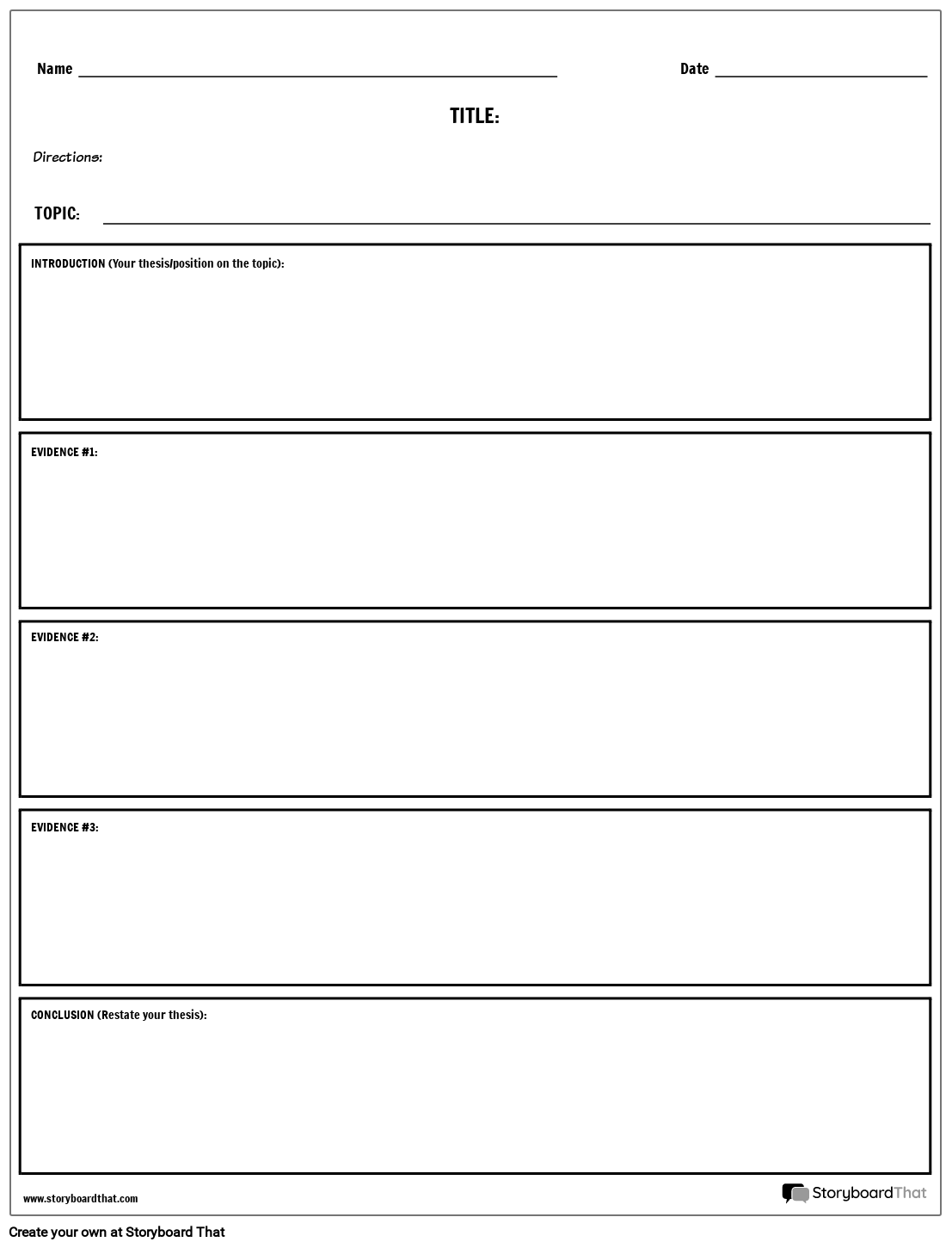 Breakdown Of Thesis Storyboard By Worksheet templates