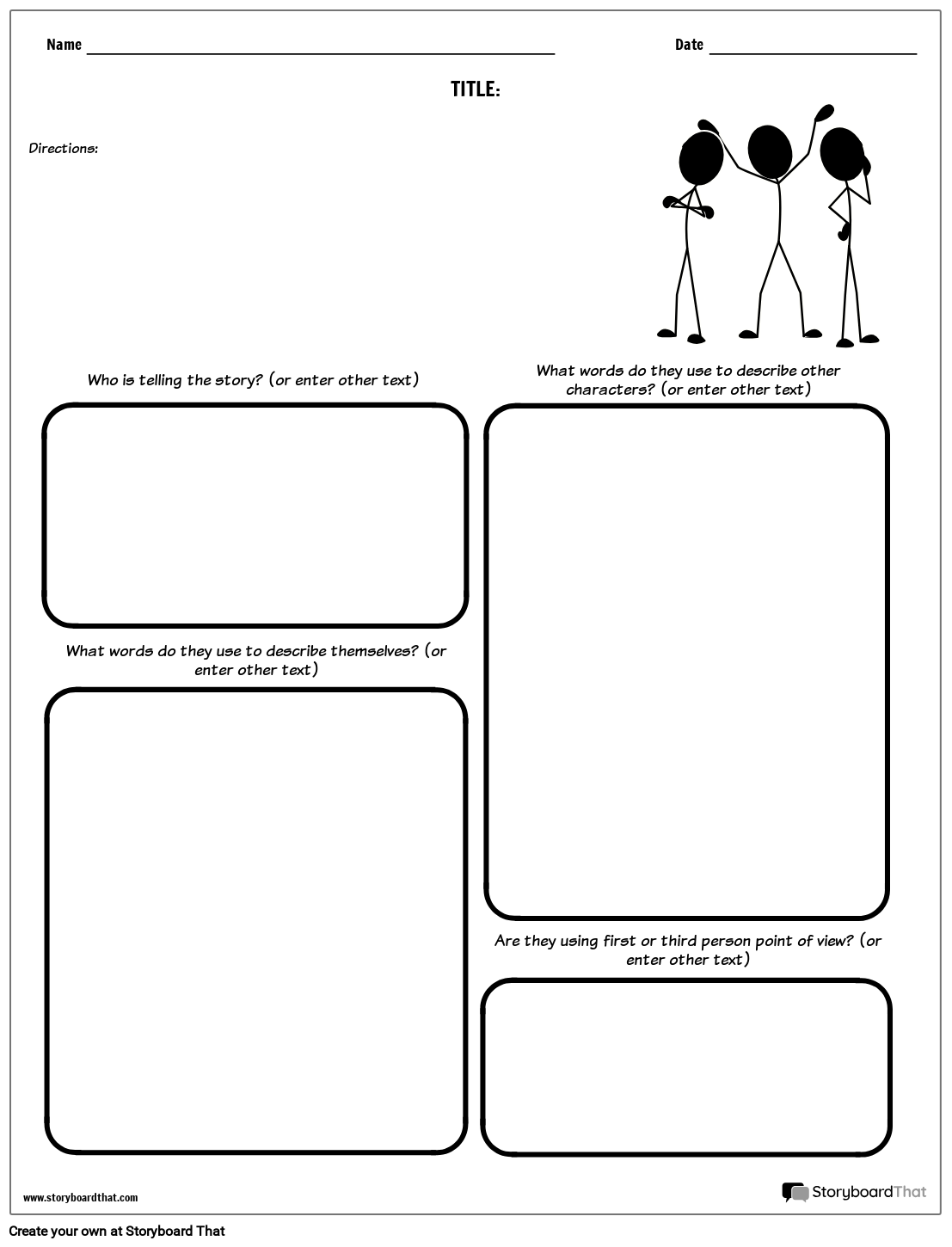 Point Of View Entry Boxes Storyboard Von Worksheet templates