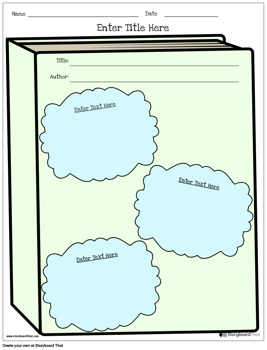 Reading Response Worksheet Featuring a Book Storyboard