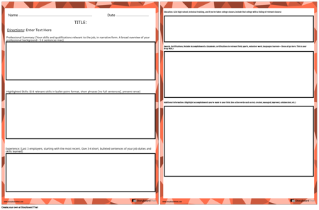 create a resume worksheet resume templates storyboard that