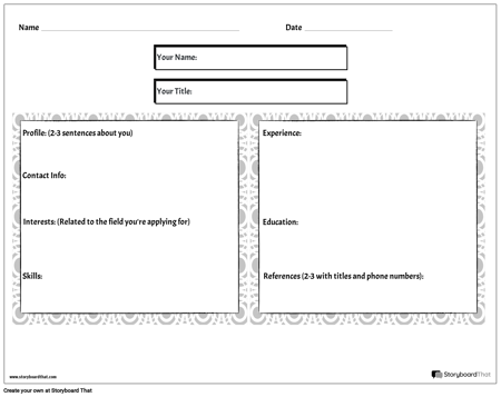 create a resume worksheet resume templates storyboard that