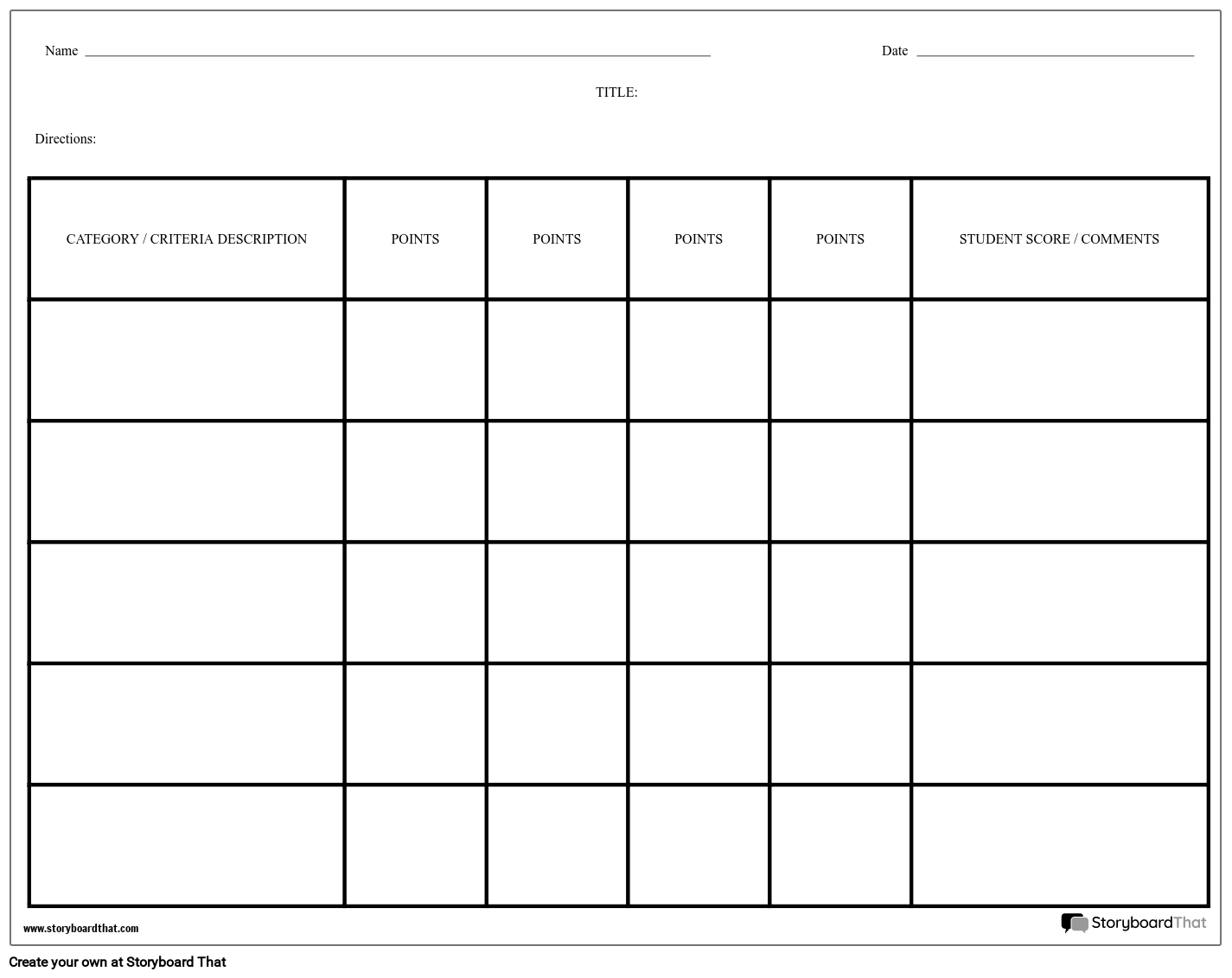 Project Rubric Template  Create Rubric Worksheets Pertaining To Blank Rubric Template