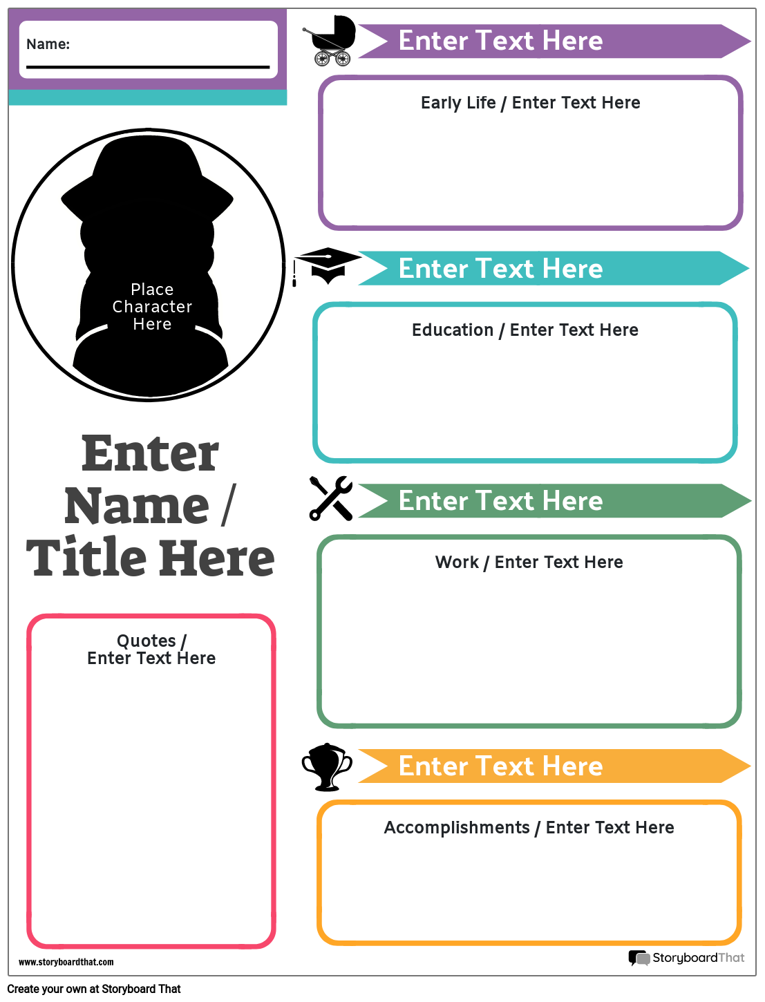 Historical Figure Biography Organizer Worksheet