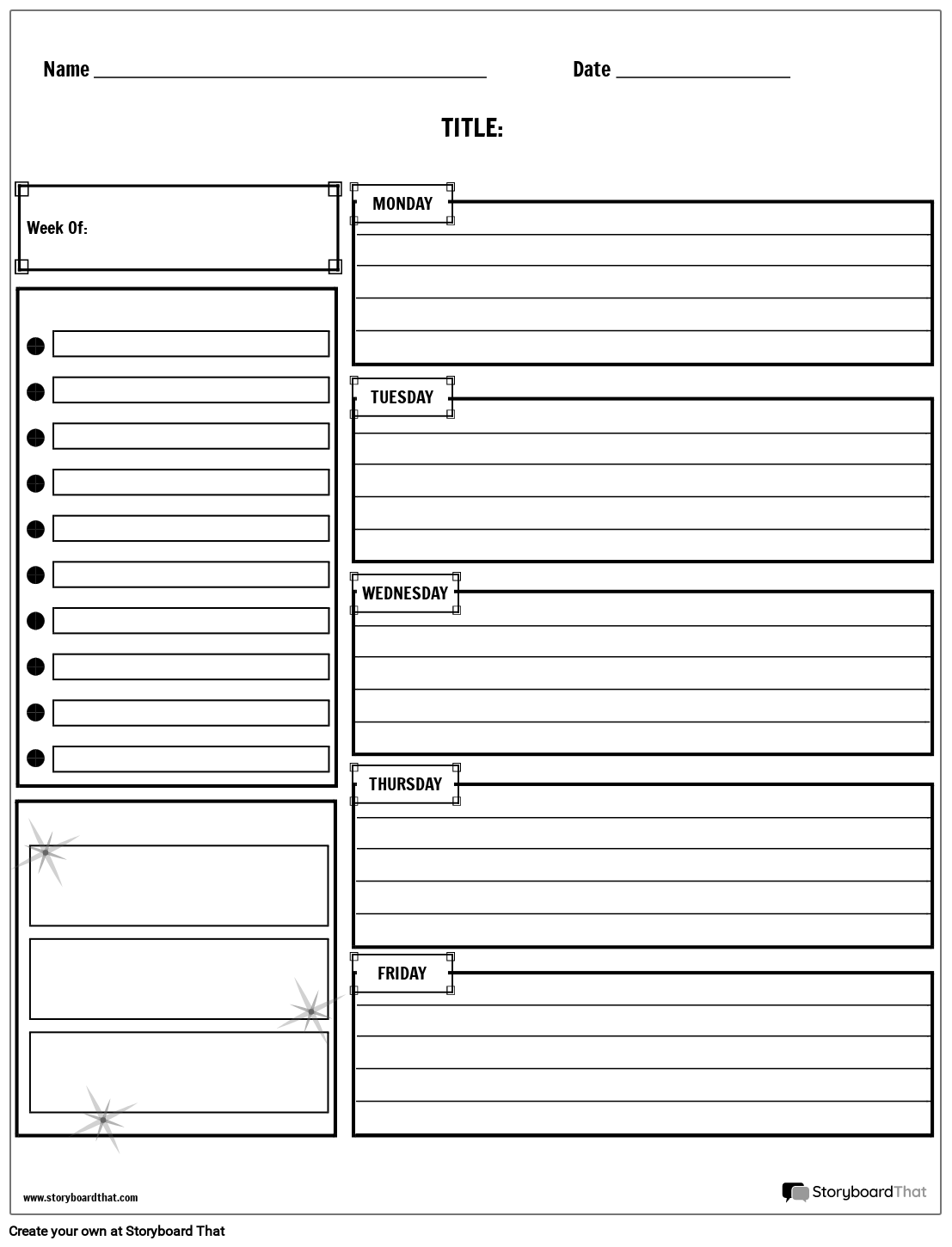 Student Planner Template Class Organizer Template StoryboardThat