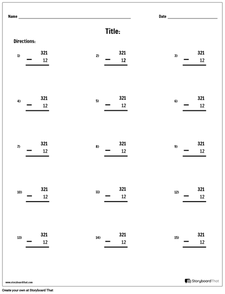 Make Custom Subtraction Worksheets | Subtraction Worksheet Templates