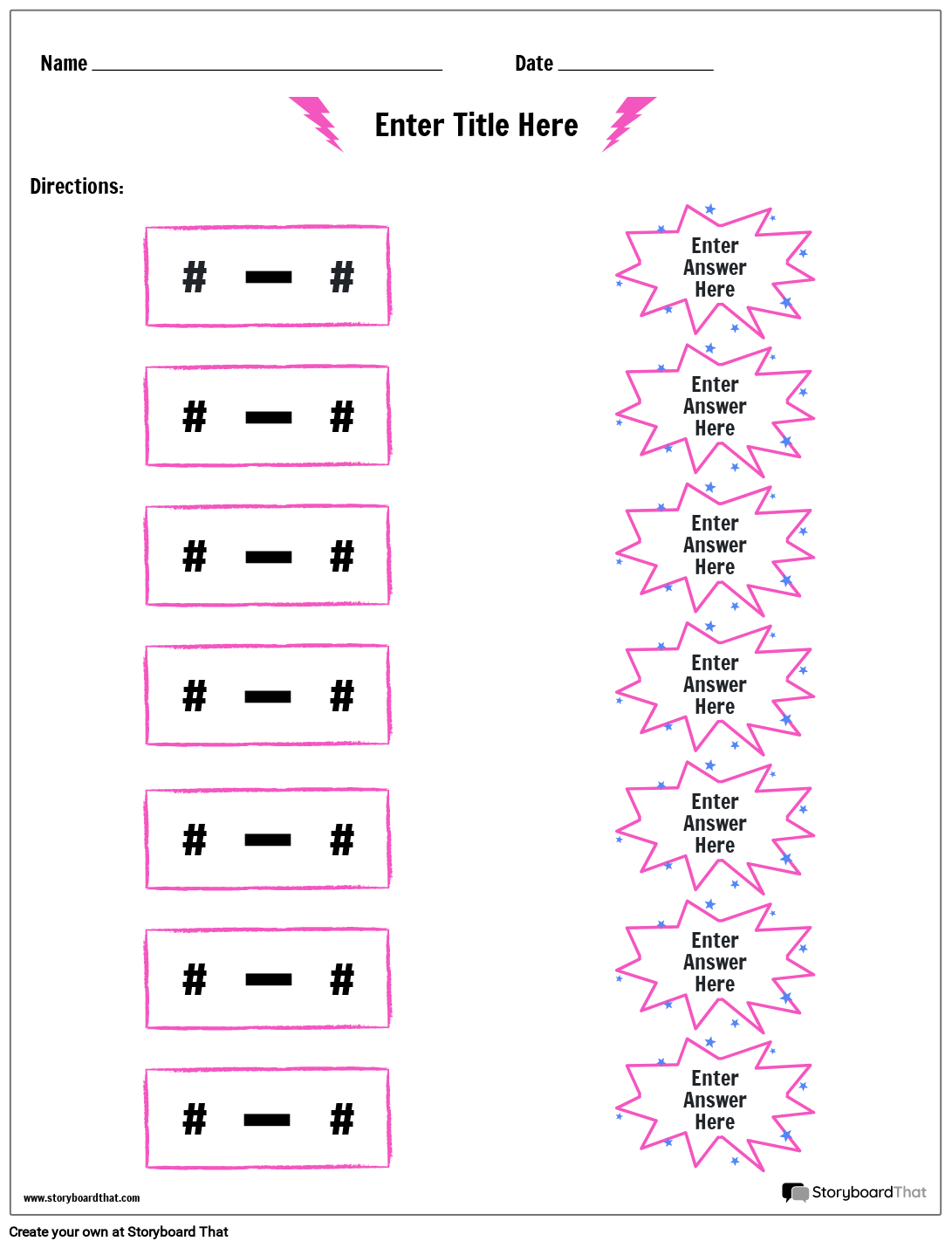 subtraction-matching-storyboard-by-worksheet-templates