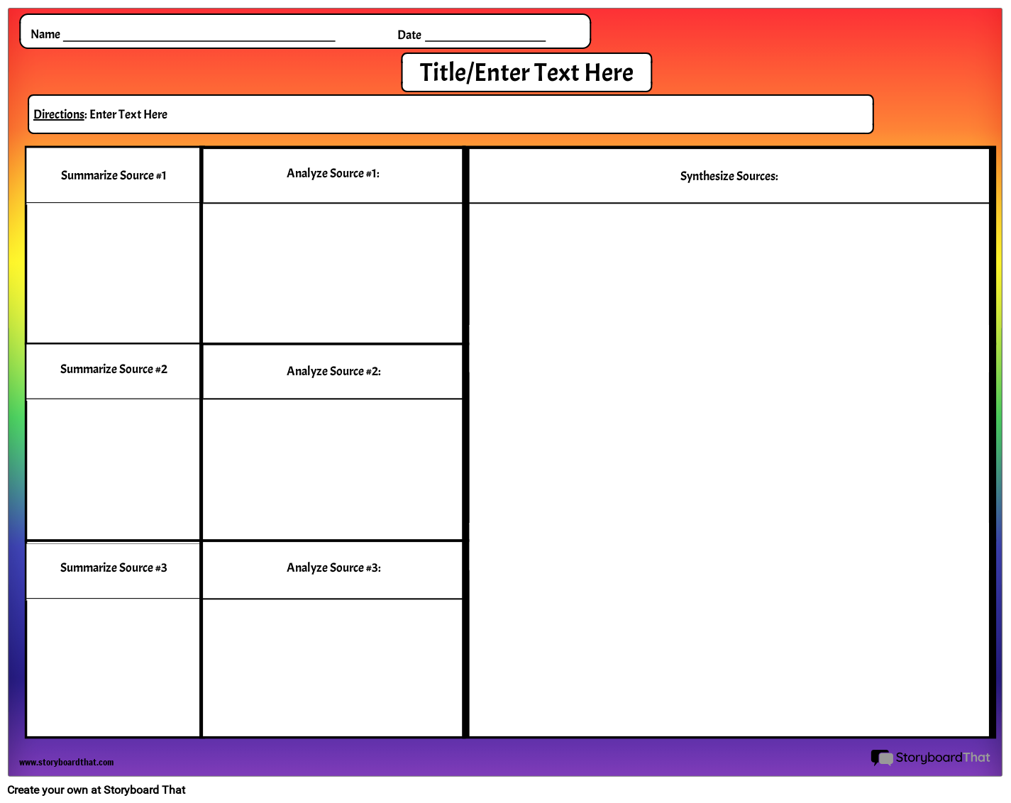 Summary Colorful Document Rainbow Themed Summary & Synthesis Template Guide