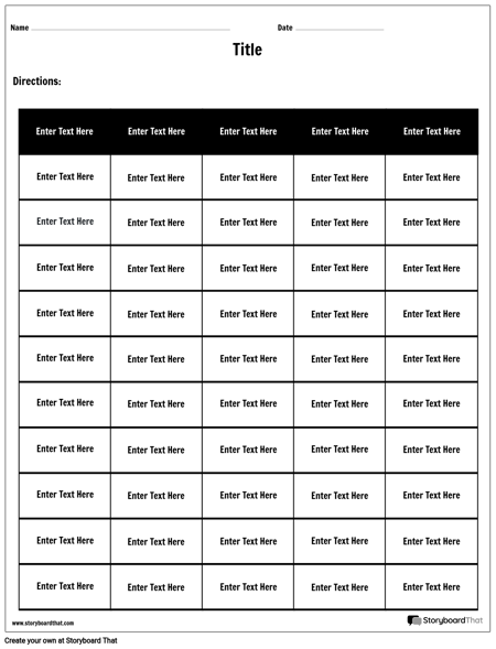Table Worksheet Template | Tables Worksheet Maker