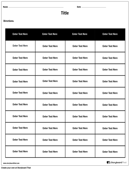 Table Worksheet Template | Tables Worksheet Maker