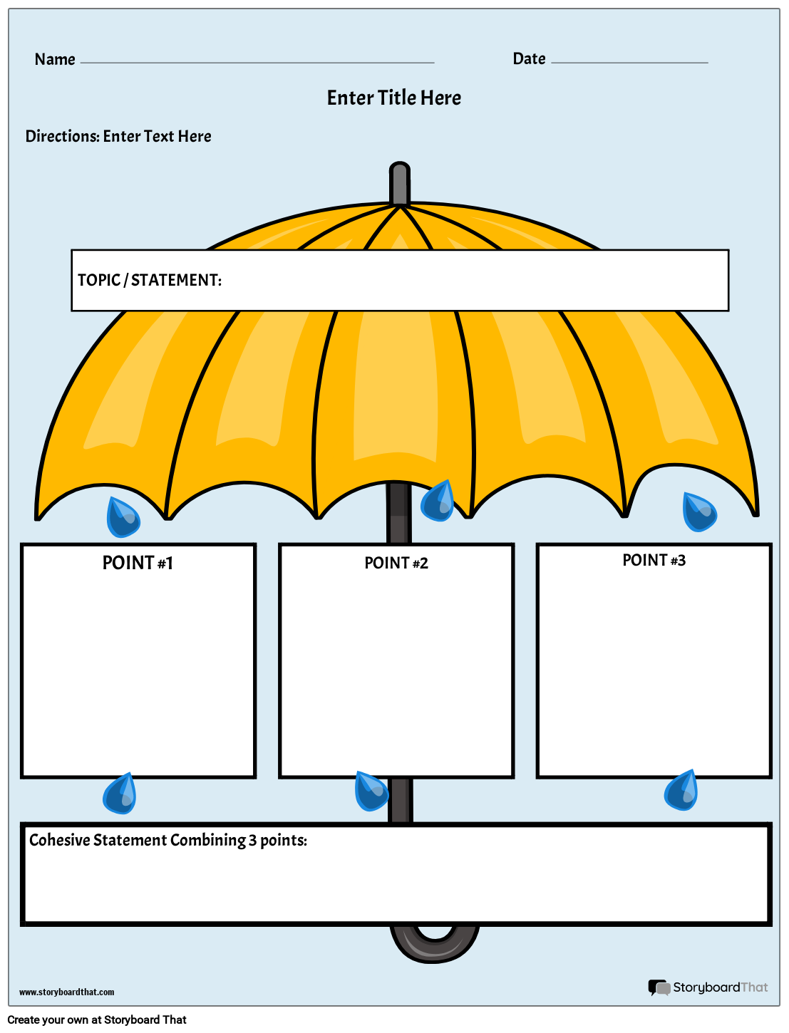 Yellow Umbrella Themed Thesis Statement Template