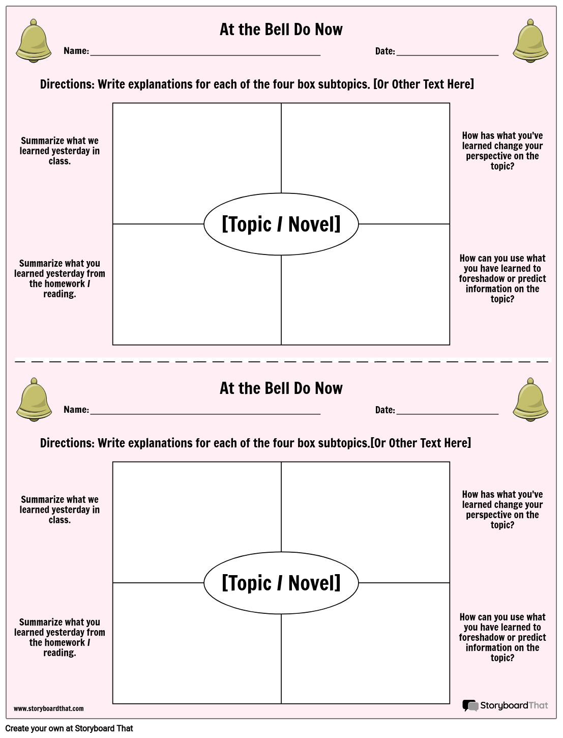 English worksheets: Four Square Template Graphic Organizer Writing Prompt
