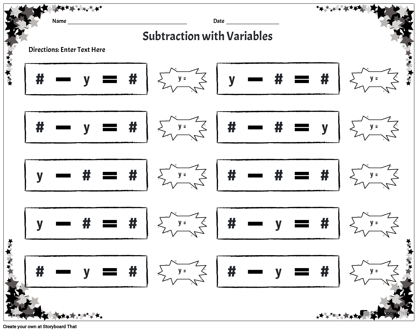variables-landscape-bw-3-storyboard-por-worksheet-templates