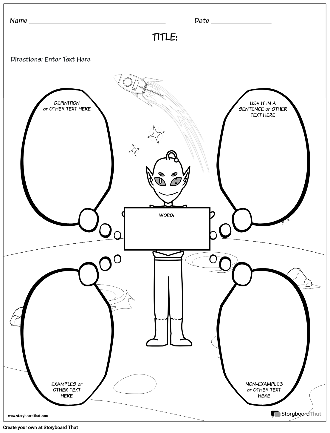 vocabulary fun alien theme storyboard by worksheet templates vocab templates