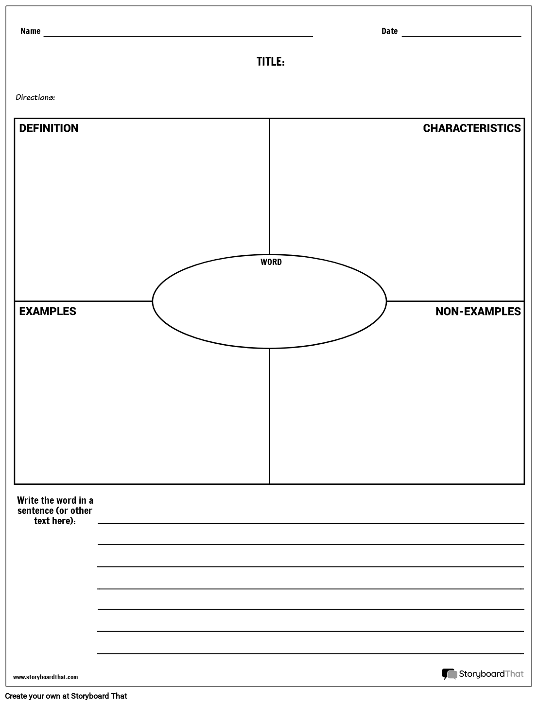 Vocabulary Words Worksheet Template