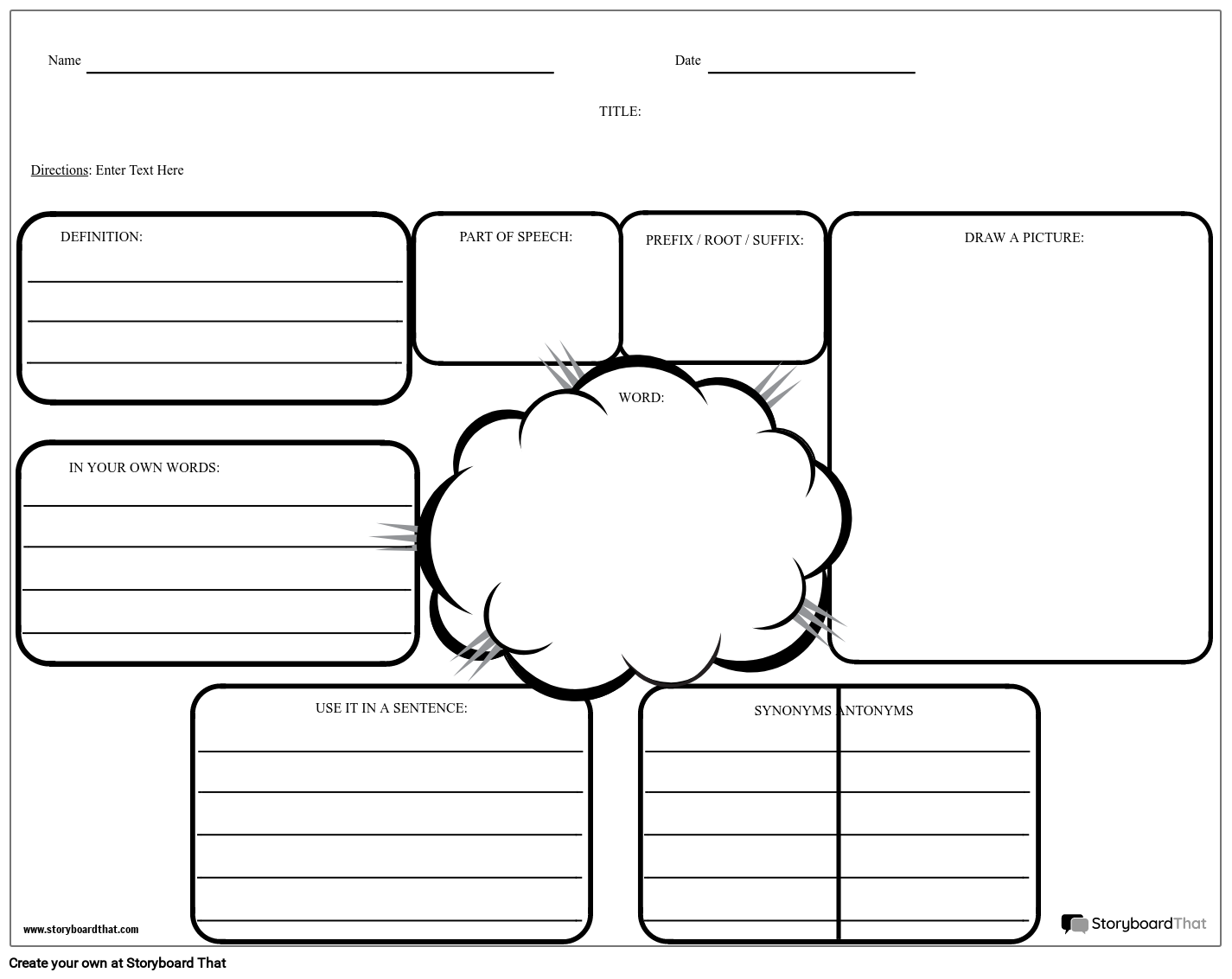 Vocabulary Worksheet Templates  StoryboardThat Pertaining To Blank Vocabulary Worksheet Template