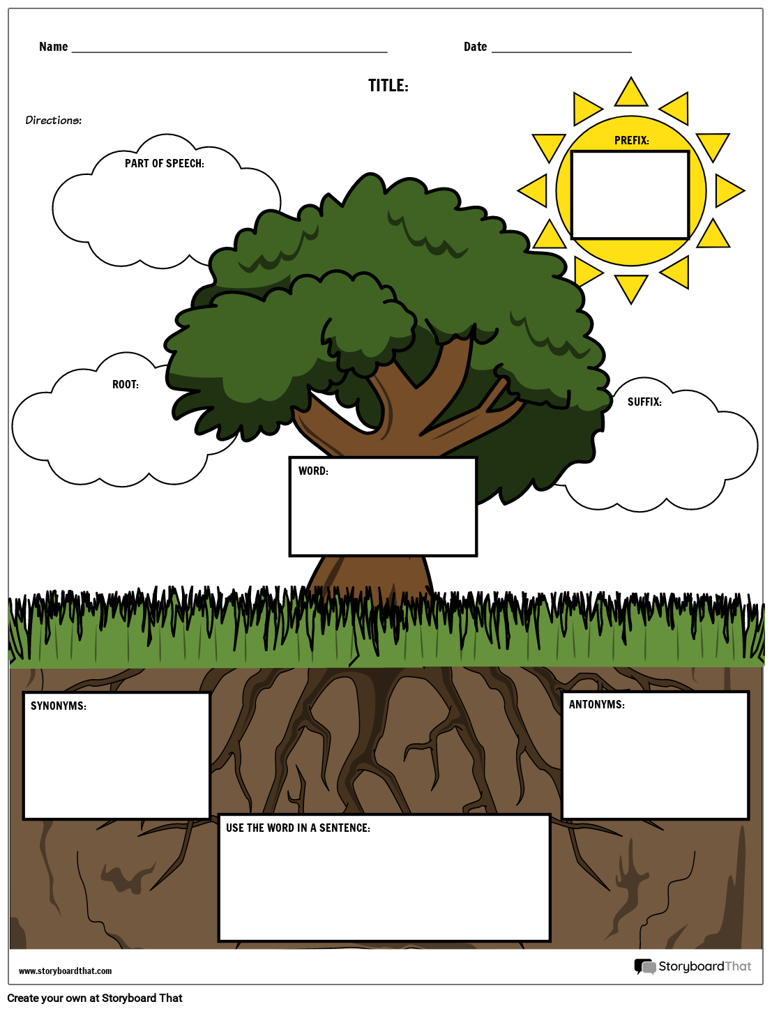 vocabulary fun nature theme color storyboard