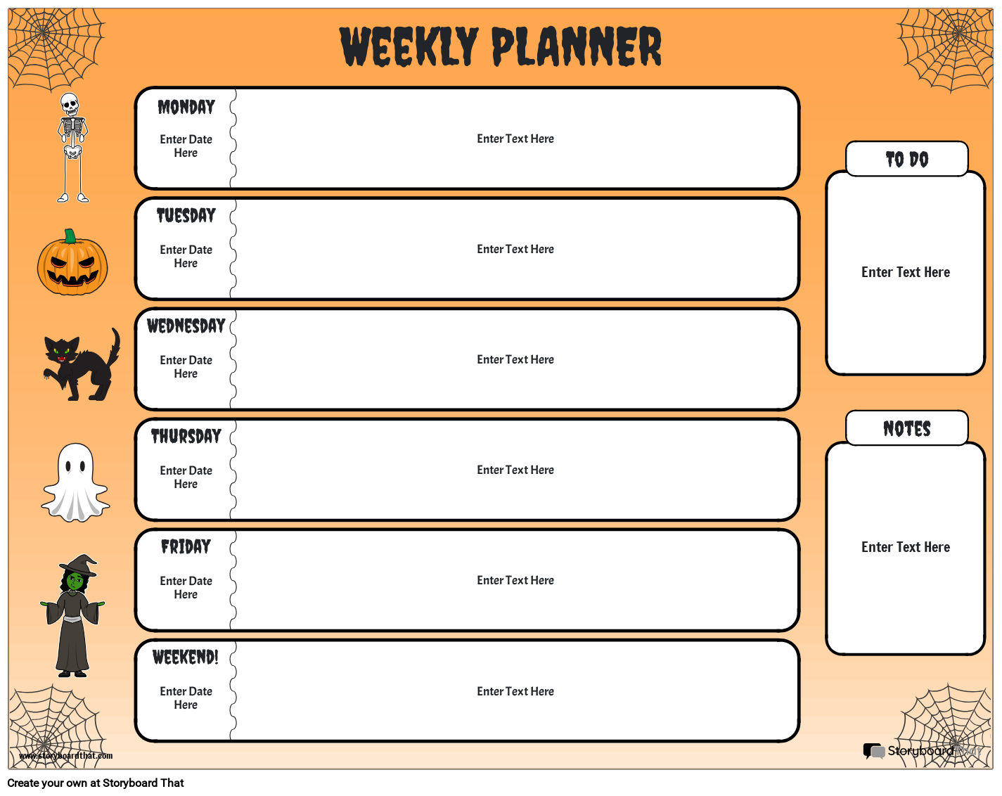 Weekly planner 5 storyboard by worksheet templates