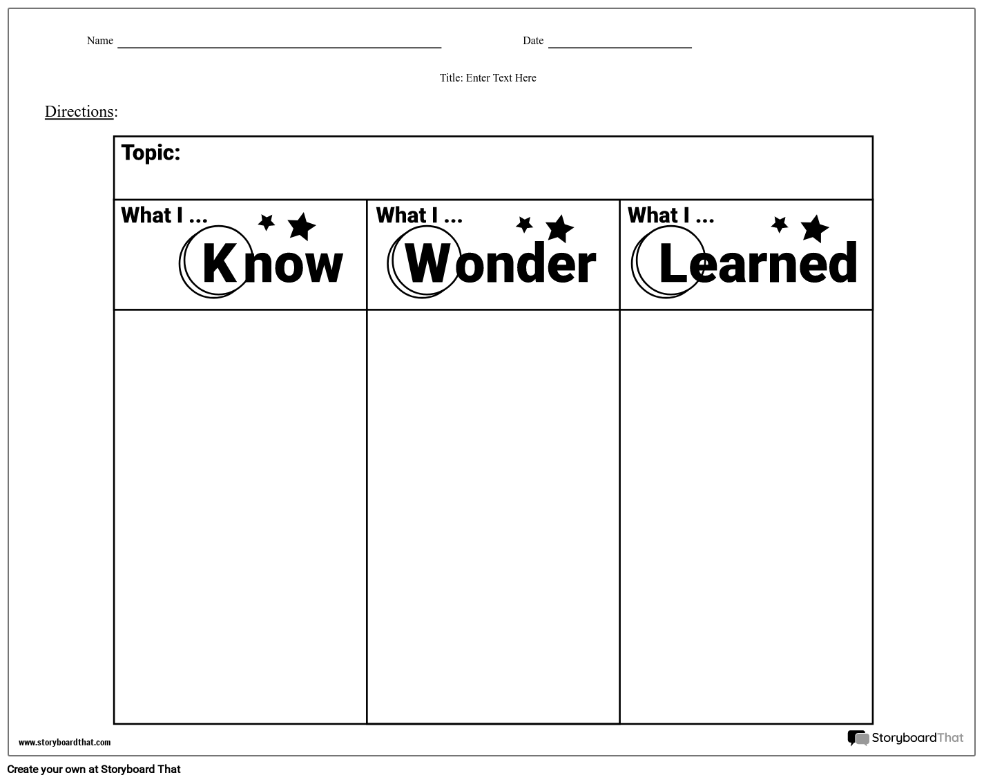 Worksheet - KWL Storyboard by worksheet-templates