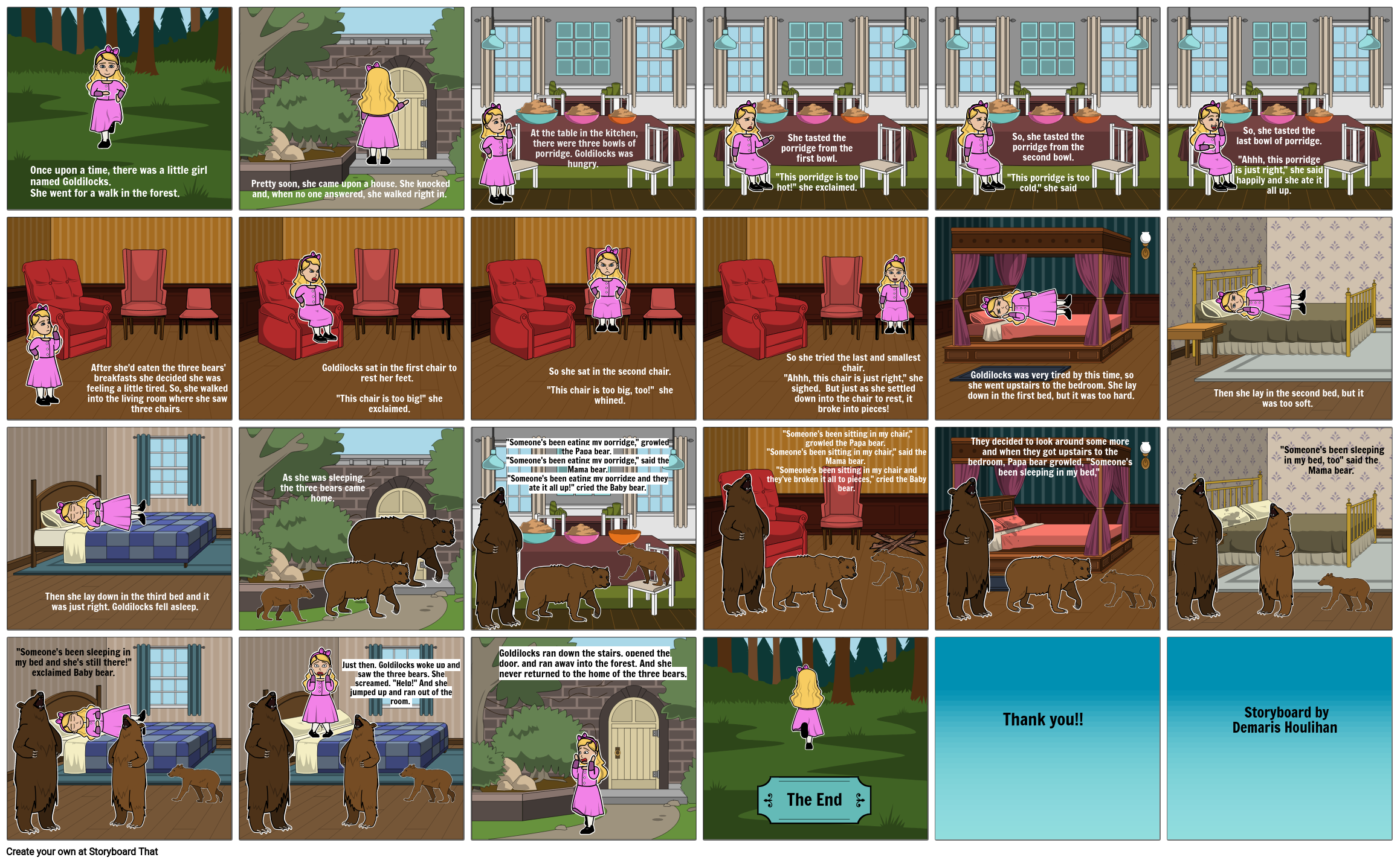 Goldilocks And The Three Bears Storyboard