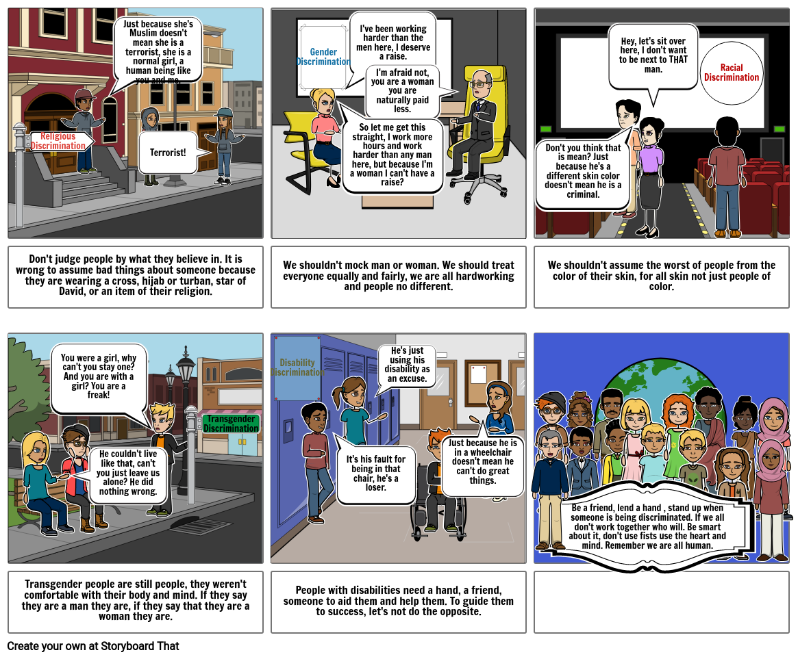 discrimination Storyboard by yasminsheikh