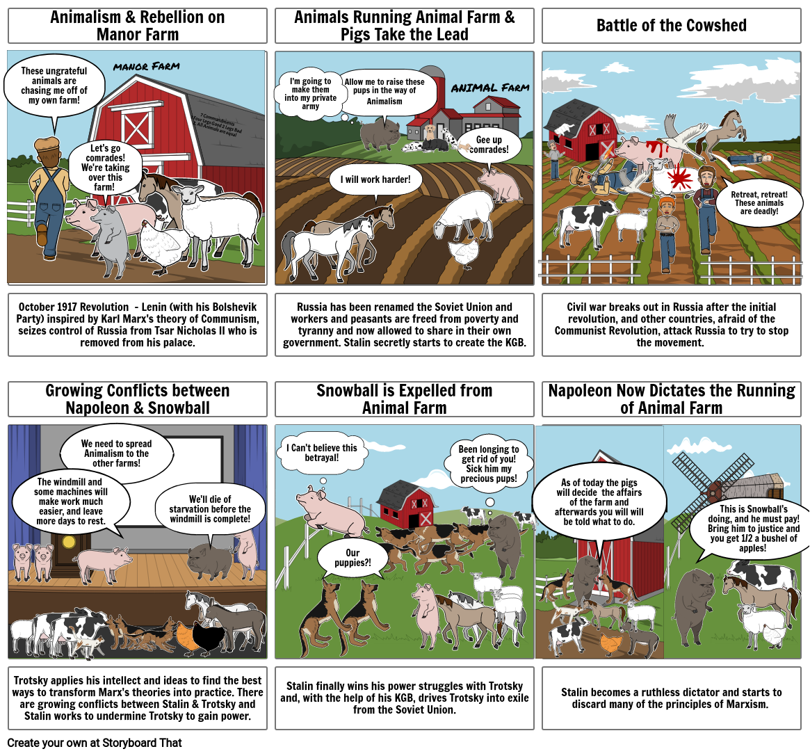 Animal Farm Comic Strip Storyboard by zacharyharrison