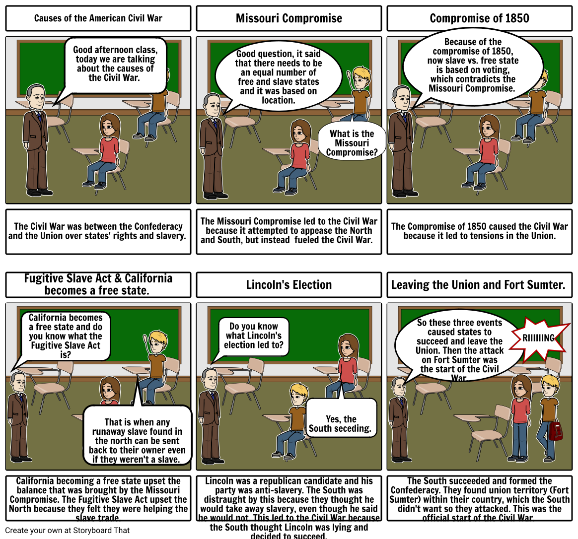 5 Causes of the American Civil War Storyboard by zieal01