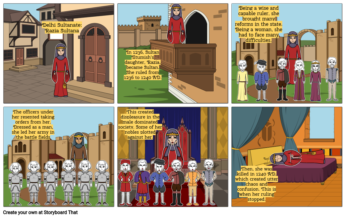 Delhi Sultanate: Razia Sultana Storyboard by zk_123