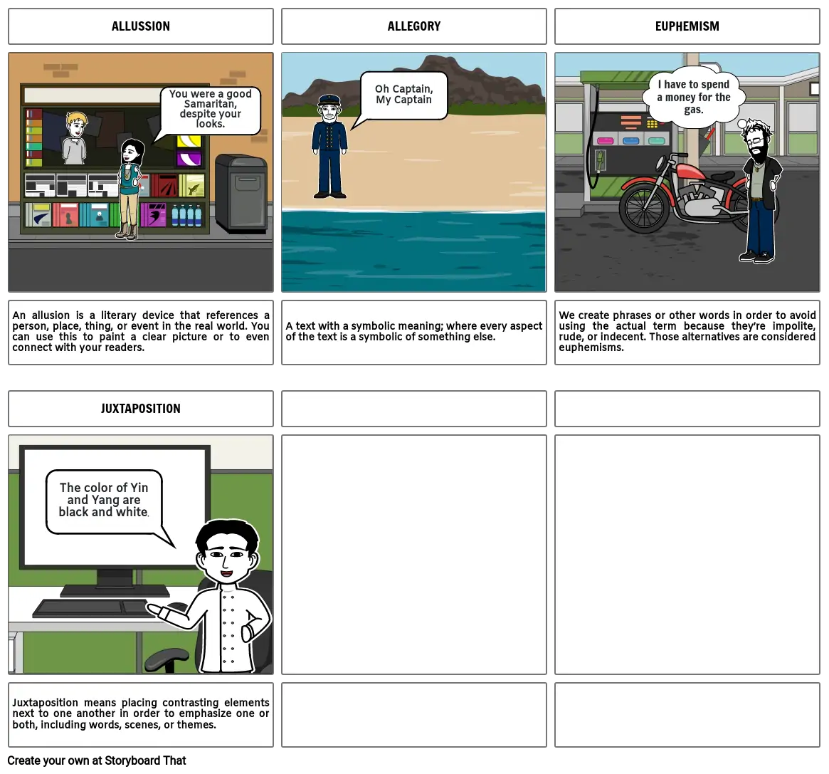 Comic Strip about Literary Devices